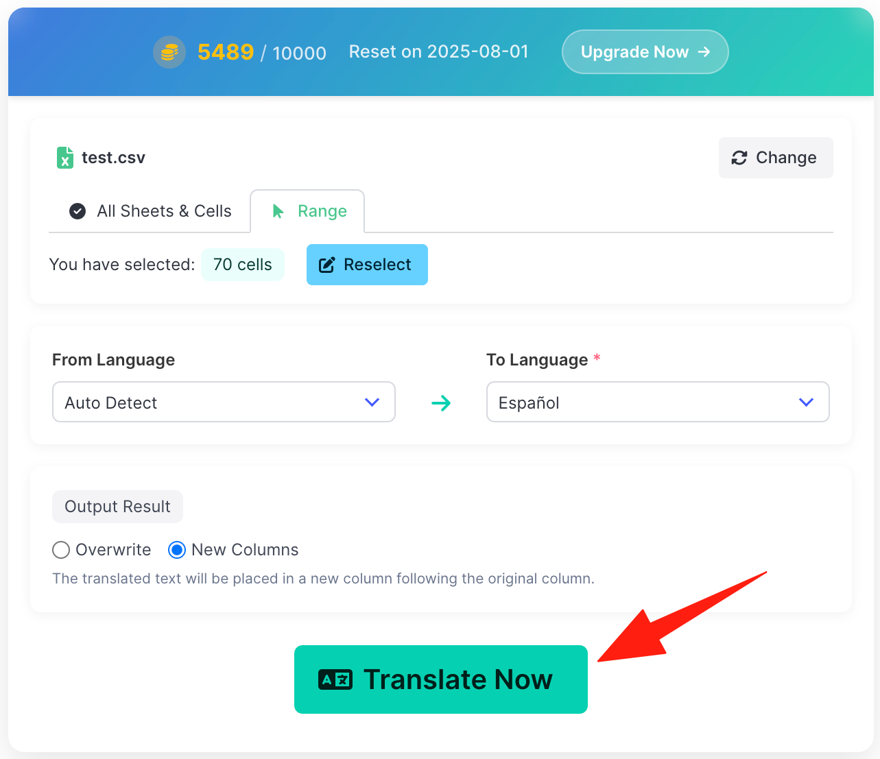 Downloading translated file